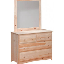 [47 Inch] Primitive 4 Drawer Dresser and Mirror 714 - [Nude Furniture]