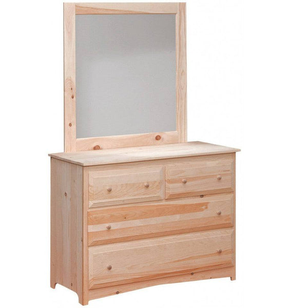 [47 Inch] Primitive 4 Drawer Dresser and Mirror 714 - [Nude Furniture]